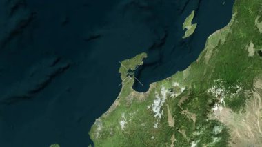 Noto Adası - Japonya yakın çekim - uydu. Önizleme. Parıltı.