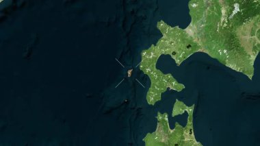 Okushiri Adası - Japonya yakın çekim - uydu. Önizleme. Parıltı.