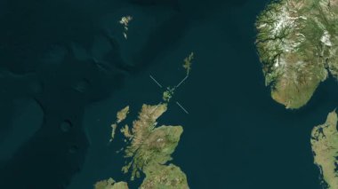 Orkney Adaları, İskoçya - Büyük Britanya yakın çekim - uydu. Önizleme. Parıltı.