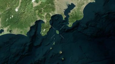 Izu Oshima Adası - Japonya yakın çekim - uydu. Önizleme. Parıltı.