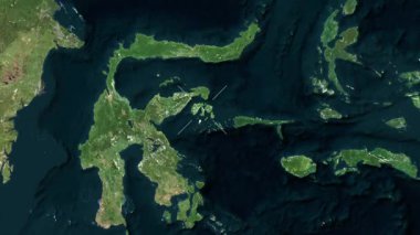 Peleng Adası - Endonezya yakın çekim - uydu. Parıltı.