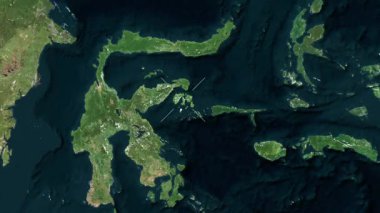 Peleng Adası - Endonezya yakın çekim - uydu. Önizleme. Parıltı.