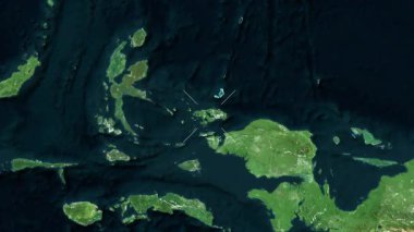 Raja Ampat Adası - Endonezya yakın çekim - uydu. Önizleme. Parıltı.