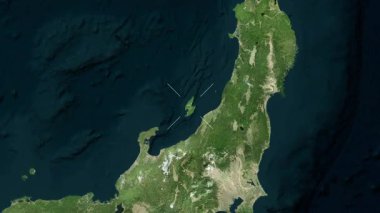 Sado Adası - Japonya yakın çekim - uydu. Önizleme.