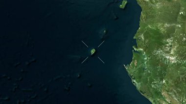 Sao Tome - Sao Tome ve Principe yakın çekim uydusu. Önizleme. Parıltı.