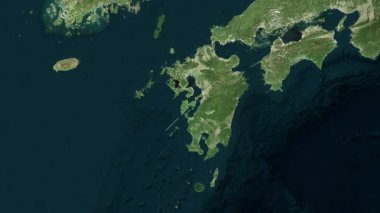 Shimoshima Adası - Japonya yakın çekim - uydu. Parıltı.