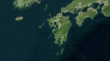 Shimoshima Adası - Japonya yakın çekim - uydu.