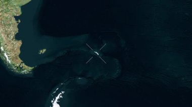 Güney Georgia Adası - Büyük Britanya yakın çekim - uydu. Önizleme. Parıltı.