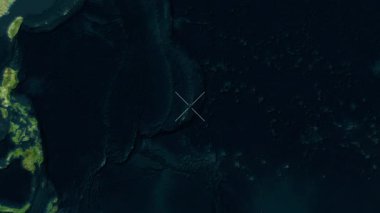 Tinian - Kuzey Mariana Adaları yakın çekim - uydu. Parıltı.