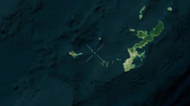 Tonaki Adası - Japonya yakın çekim - uydu. Parıltı.