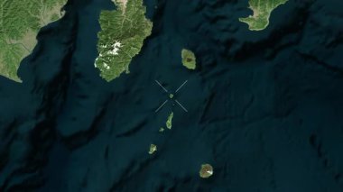 Toshima Adası - Japonya yakın çekim - uydu.