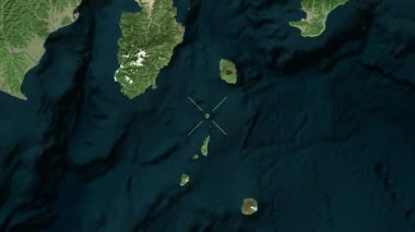 Toshima Adası - Japonya yakın çekim - uydu. Önizleme. Parıltı.