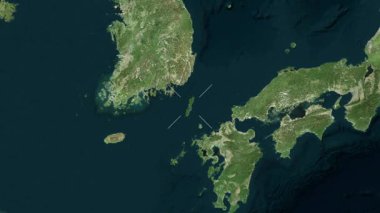 Tsushima Adası - Japonya yakın çekim - uydu. Parıltı.