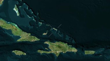 Turks ve Caicos Adaları yakın çekim uydusu. Önizleme. Parıltı.