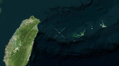 Yonaguni Adası - Japonya yakın çekim - uydu. Önizleme. Parıltı.