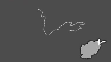 Badakhshan - Afganistan vilayeti, çıkarılmış ve izole edilmiş. Gri Tonlama