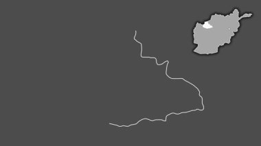 Badghis - Afganistan vilayeti, çıkarılmış ve izole edilmiş. Gri Tonlama