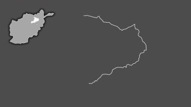 Baghlan - Afganistan vilayeti, çıkarılmış ve izole edilmiş. Gri Tonlama