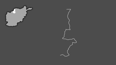 Faryab - Afganistan vilayeti, çıkarılmış ve izole edilmiş. Gri Tonlama