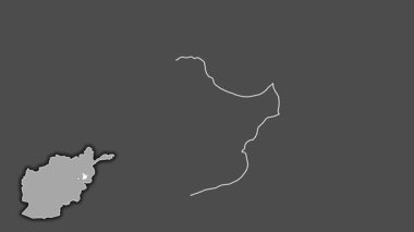 Laghman - Afganistan vilayeti, çıkarılmış ve izole edilmiş. Gri Tonlama