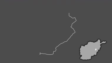 Logar - Afganistan vilayeti, çıkarılmış ve izole edilmiş. Gri Tonlama