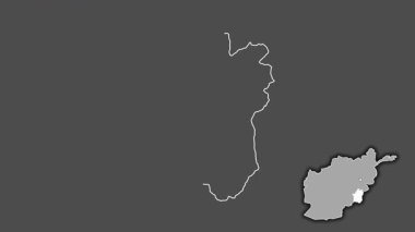 Paktika - Afganistan vilayeti, çıkarılmış ve izole edilmiş. Gri Tonlama