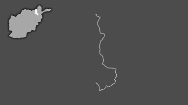 Takhar - Afganistan vilayeti, çıkarılmış ve izole edilmiş. Gri Tonlama