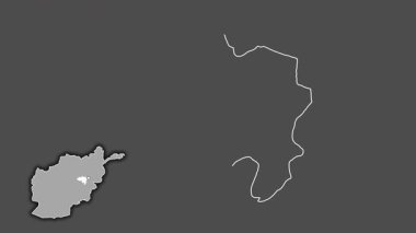 Wardak - Afganistan vilayeti, çıkarılmış ve izole edilmiş. Gri Tonlama