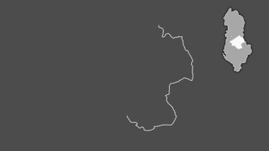 Elbasan - Arnavutluk ilçesi, sürülmüş ve izole edilmiş. Gri Tonlama