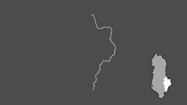 Korce - Arnavutluk ilçesi, sürülmüş ve izole edilmiş. Gri Tonlama