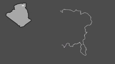 Batna - Cezayir vilayeti, çıkarılmış ve izole edilmiş. Gri Tonlama