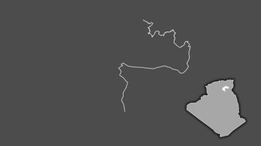 Biskra - Cezayir vilayeti, çıkarılmış ve izole edilmiş. Gri Tonlama