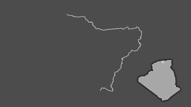 Bouira - Cezayir vilayeti, çıkarılmış ve izole edilmiş. Gri Tonlama