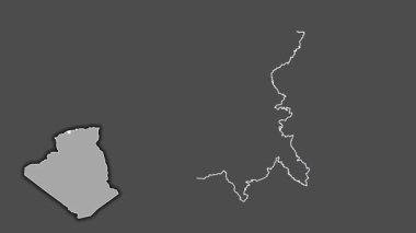 Chlef - Cezayir vilayeti, çıkarılmış ve izole edilmiş. Gri Tonlama