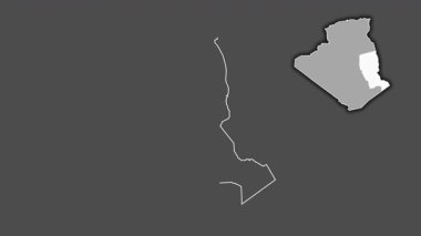 Illizi - Cezayir vilayeti, çıkarılmış ve izole edilmiş. Gri Tonlama