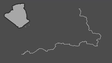 Jijel - Cezayir vilayeti, çıkarılmış ve izole edilmiş. Gri Tonlama