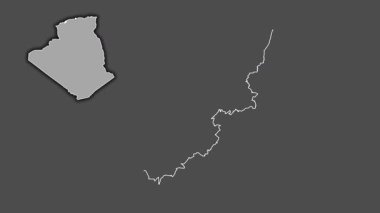Mostaganem - Cezayir vilayeti, çıkarılmış ve izole edilmiş. Gri Tonlama