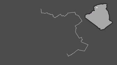 Saida - Cezayir vilayeti, çıkarılmış ve izole edilmiş. Gri Tonlama