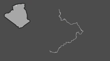 Relizane - Cezayir vilayeti, çıkarılmış ve izole edilmiş. Gri Tonlama