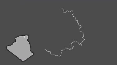 Setif - Cezayir vilayeti, çıkarılmış ve izole edilmiş. Gri Tonlama