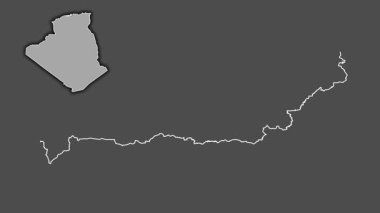 Tipaza - Cezayir vilayeti, çıkarılmış ve izole edilmiş. Gri Tonlama