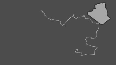 Tissemsilt - Cezayir vilayeti, çıkarılmış ve izole edilmiş. Gri Tonlama