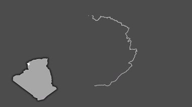 Tlemcen - Cezayir vilayeti, çıkarılmış ve izole edilmiş. Gri Tonlama