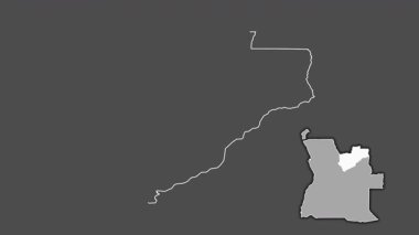 Lunda Norte - Angola vilayeti, çıkarılmış ve izole edilmiş. Gri Tonlama