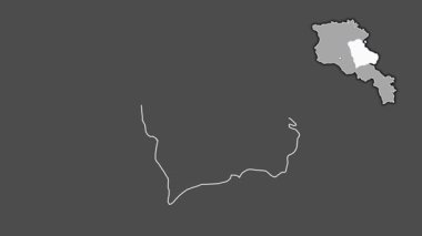 Gegharkunik - Ermenistan vilayeti, çıkarılmış ve izole edilmiş. Gri Tonlama