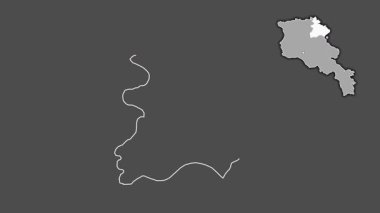 Tavush - Ermenistan ili, çıkarılmış ve izole edilmiş. Gri Tonlama