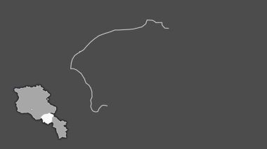 Vayots Dzor - Ermenistan vilayeti, sürülmüş ve izole edilmiş. Gri Tonlama