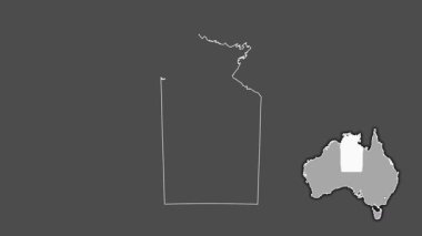 Kuzey Bölgesi - Avustralya toprakları, çıkarılmış ve izole edilmiş. Gri Tonlama