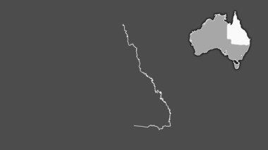 Queensland - Avustralya eyaleti, dışlanmış ve izole edilmiş. Gri Tonlama