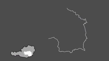 Steiermark - Avusturya devleti, çıkarılmış ve izole edilmiş. Gri Tonlama